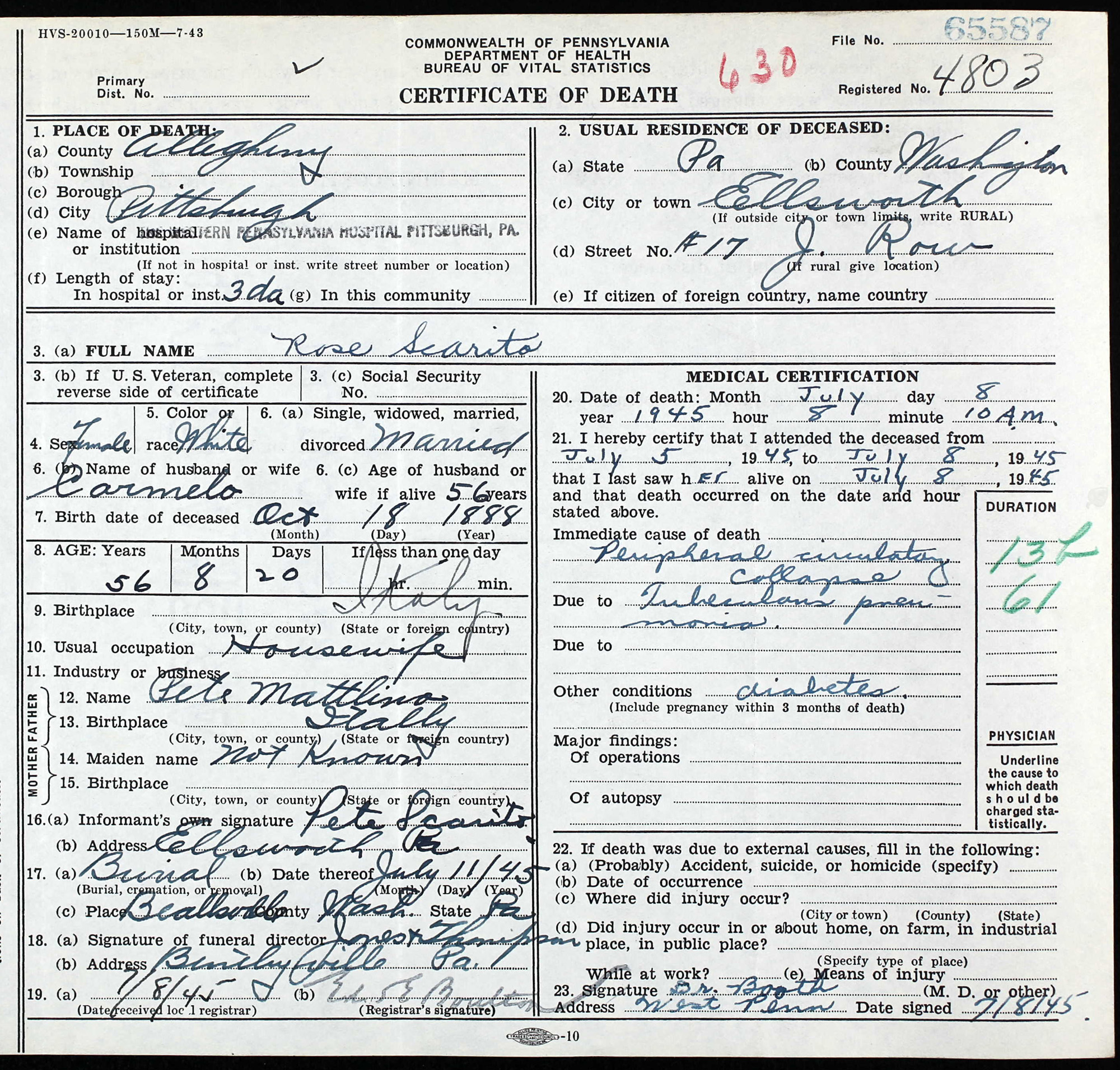 death certificate